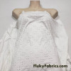 Embroidered Eyelet Off White Solid Nylon Spandex Swimwear Fabric