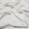 Embroidered Eyelet Off White Solid Nylon Spandex Swimwear Fabric