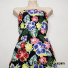 Hibiscus Flowers and Leaves Print Cotton Spandex Fabric