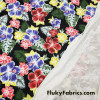 Hibiscus Flowers and Leaves Print Cotton Spandex Fabric