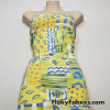 Shades of Yellow, Green and Blue Ethnic Abstract Print Nylon Spandex 4 Way Stretch Fabric