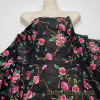 Embroidered Flowers on Black Stretch Mesh Nylon Spandex Fabric