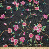 Embroidered Flowers on Black Stretch Mesh Nylon Spandex Fabric at FlukyFabrics.com