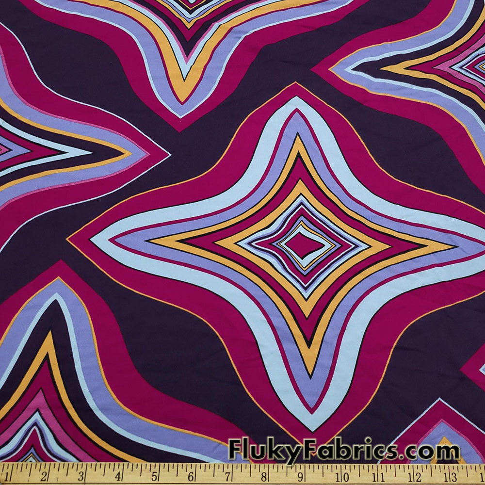 Four Point Multicolor Bending Stars Swimsuit Nylon Spandex Fabric