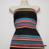 Colorful Yarn Dyed Stripes on Black Lightweight Poly Rayon Spandex Jersey Fabric