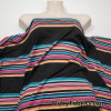 Colorful Yarn Dyed Stripes on Black Lightweight Poly Rayon Spandex Jersey Fabric