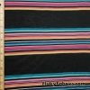 Colorful Yarn Dyed Stripes on Black Lightweight Poly Rayon Spandex Jersey Fabric at FlukyFabrics.com