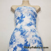 Blue and White Tie Dye Print Rayon Spandex Jersey Fabric