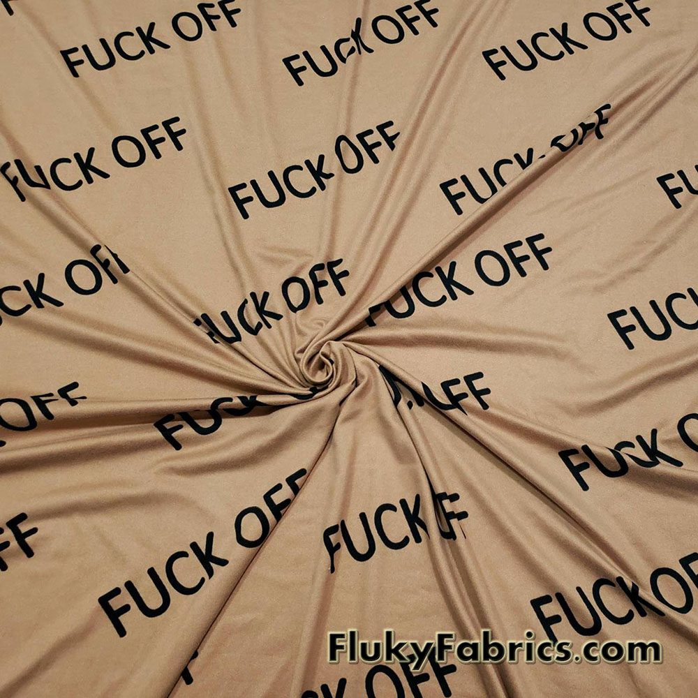 Sassy “F*** Off” Text Print Double Brushed Poly Spandex Jersey Fabric