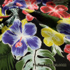 Hibiscus Flowers and Leaves Print Cotton Spandex Fabric