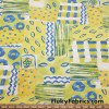 Shades of Yellow, Green and Blue Ethnic Abstract Print Nylon Spandex 4 Way Stretch Fabric at FlukyFabrics.com