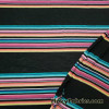 Colorful Yarn Dyed Stripes on Black Lightweight Poly Rayon Spandex Jersey Fabric