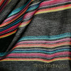 Colorful Yarn Dyed Stripes on Black Lightweight Poly Rayon Spandex Jersey Fabric