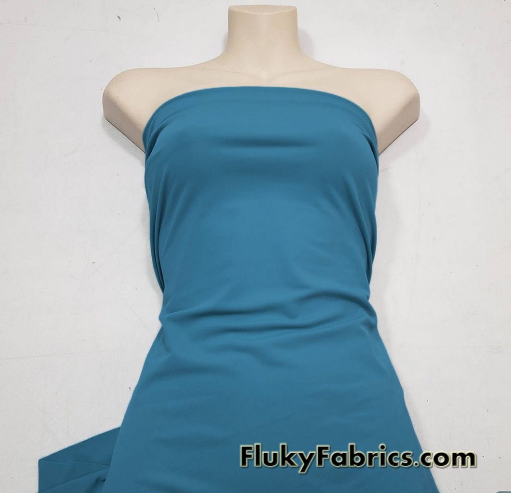 Lagoon Dusty Teal Blue Solid Nylon Spandex Fabric