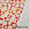 White Daisies Printed Bullet Textured Liverpool Fabric 4 Way Stretch Spandex Double Knit Fabric By The Yard