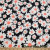 White Daisies Printed Bullet Textured Liverpool Fabric 4 Way Stretch Spandex Double Knit Fabric at FlukyFabrics.com