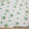 Flowery Print on Off White Stretch Lace Fabric