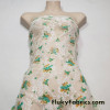 Flowery Print on Off White Stretch Lace Fabric