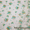 Flowery Print on Off White Stretch Lace Fabric