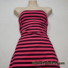 Hot Coral and Black Stripes Print Ponte de Roma Knit Fabric