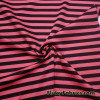 Hot Coral and Black Stripes Print Ponte de Roma Knit Fabric