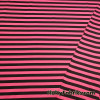 Hot Coral and Black Stripes Print Ponte de Roma Knit Fabric