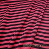 Hot Coral and Black Stripes Print Ponte de Roma Knit Fabric