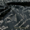 Science Fair, Various Formulas Print on Black Cotton Woven Apparel Fabric