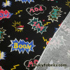 Cotton Spandex Fabric with Colorful Comic Book Signs