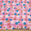 Pink Plaid with Flowers and Butterflies Print Cotton Fabric at FlukyFabrics.com