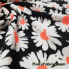 White Daisies Printed Bullet Textured Liverpool Fabric 4 Way Stretch Spandex Double Knit Fabric By The Yard