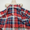 Blue, Red, Navy Plaid Print Ponte de Roma Knit Fabric – SLIGHTLY FLAWED
