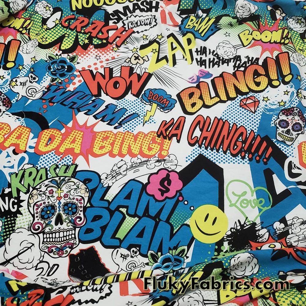 Colorful Comic Print Cotton Spandex