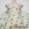 Flowery Print on Off White Stretch Lace Fabric