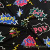 Cotton Spandex Fabric with Colorful Comic Book Signs