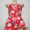 Cabbage Roses and Carnations Print on Light Red Lightweight Nylon Spandex Swimsuit Fabric