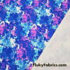 Shades of Blue and Pink Abstract Paint Splatter Print Swimsuit Nylon Spandex Fabric