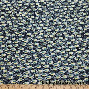 Small Fish Print Polyester Non Stretch Fabric at FlukyFabrics.com