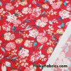 Cabbage Roses and Carnations Print on Light Red Lightweight Nylon Spandex Swimsuit Fabric