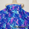 Shades of Blue and Pink Abstract Paint Splatter Print Swimsuit Nylon Spandex Fabric