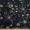 Astrology Symbols in Gold Foil 4 Way Stretch Nylon Spandex Bikini Swimsuit Swimwear Fabric at FlukyFabrics.com