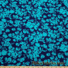 Light Teal Foliage on Navy Lightweight Rayon Spandex Jersey Fabric at FlukyFabrics.com