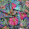 Beautiful Multicolor Abstract Flowers and Foliage Print UV/Blacklight Reactive Nylon Spandex Fabric