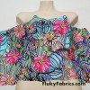 Beautiful Multicolor Abstract Flowers and Foliage Print UV/Blacklight Reactive Nylon Spandex Fabric
