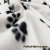 Black Dog Paws on White Fleece Fabric by the Yard