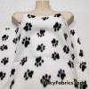Black Dog Paws on White Fleece Fabric by the Yard