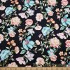 Pastel Roses Print Over a Black Background Swimsuit Nylon Spandex Fabric at FlukyFabrics.com