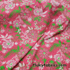 Flowers and Leaves Print on Hot Pink Swimsuit Nylon Spandex Fabric