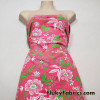 Flowers and Leaves Print on Hot Pink Swimsuit Nylon Spandex Fabric
