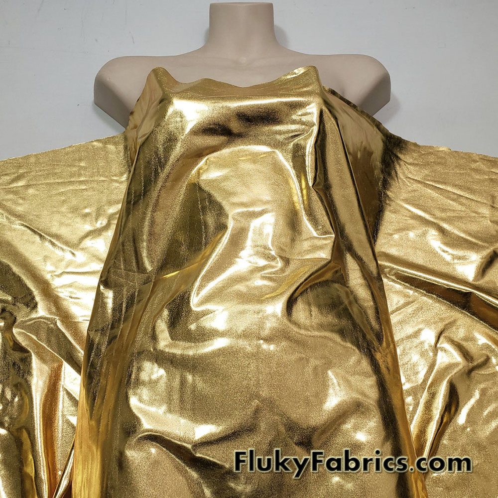 Gold Foil Lame Metallic Spandex Fabric